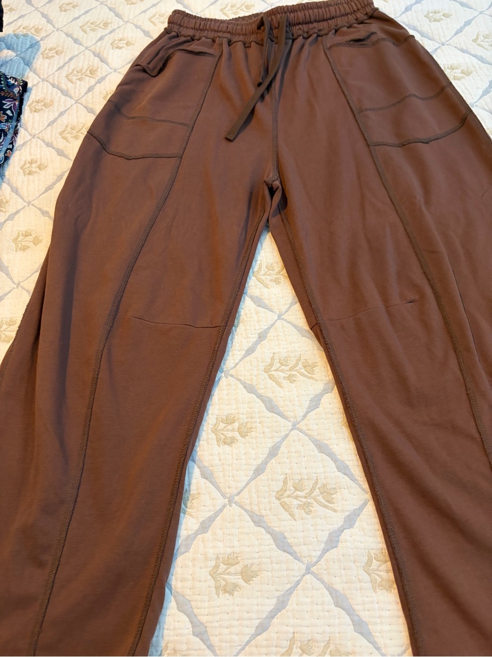 women's Brown Drawstring barrel Pants cotton